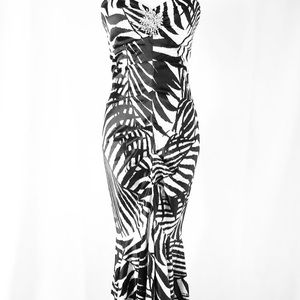 Black and white evening gown